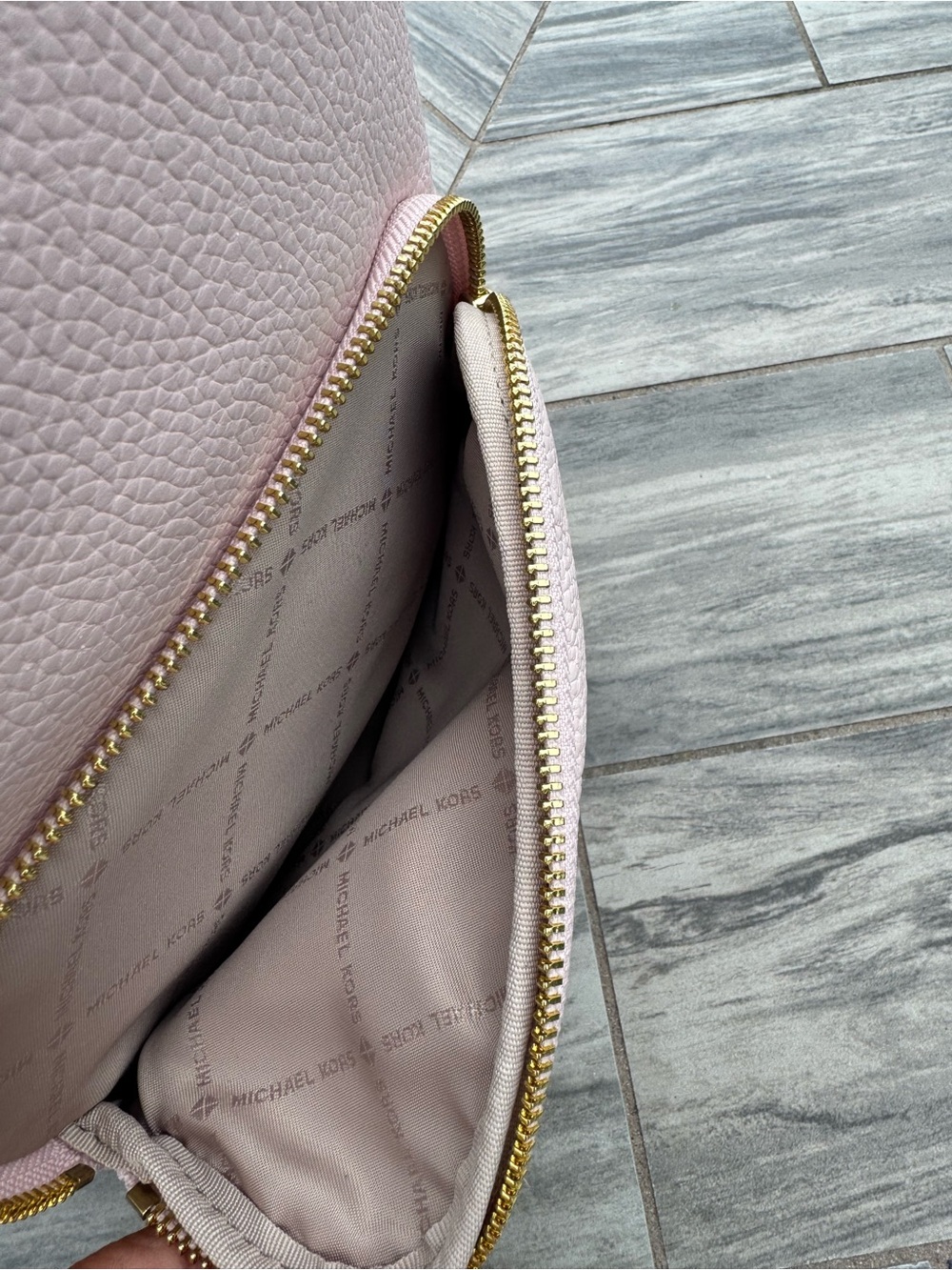 Michael Kors Erin Pink Pebbled Leather Studded Backpack - Picture 5 of 6